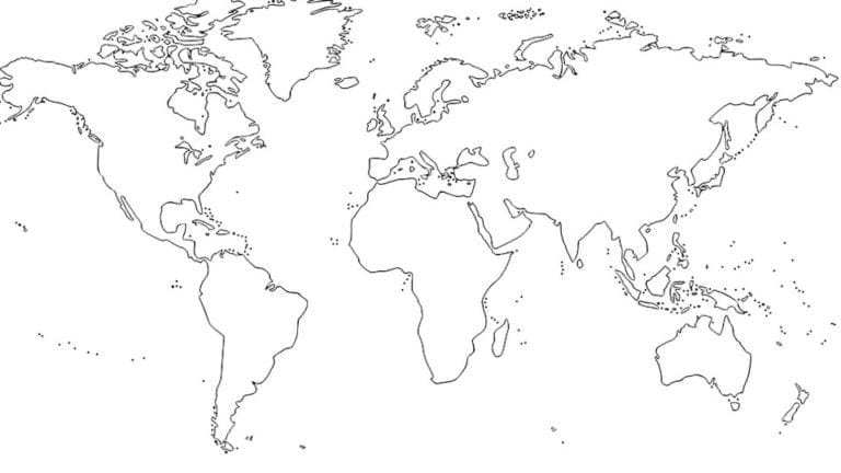Black and white world map