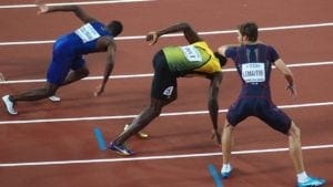 Usain Bolt with other runners