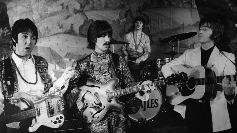 Paul McCartney, George Harrison, Ringo Starr, and John Lennon circa 1968